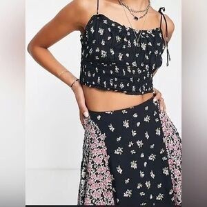 Free people Kaia Crop Tank Top- Navy Floral
